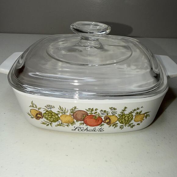 Corning Ware Vintage Spice of Life "L'Echalote" 1 Quart Baking Dish w/ Pyrex Lid - Picture 1 of 10